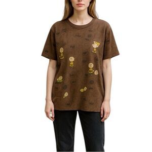 Vintage 90's Peanuts Charlie Brown Graphic T-Shirt Unisex Short Sleeve Brown XL